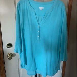 JJill aqua blue gauze top, size XL. Good condition